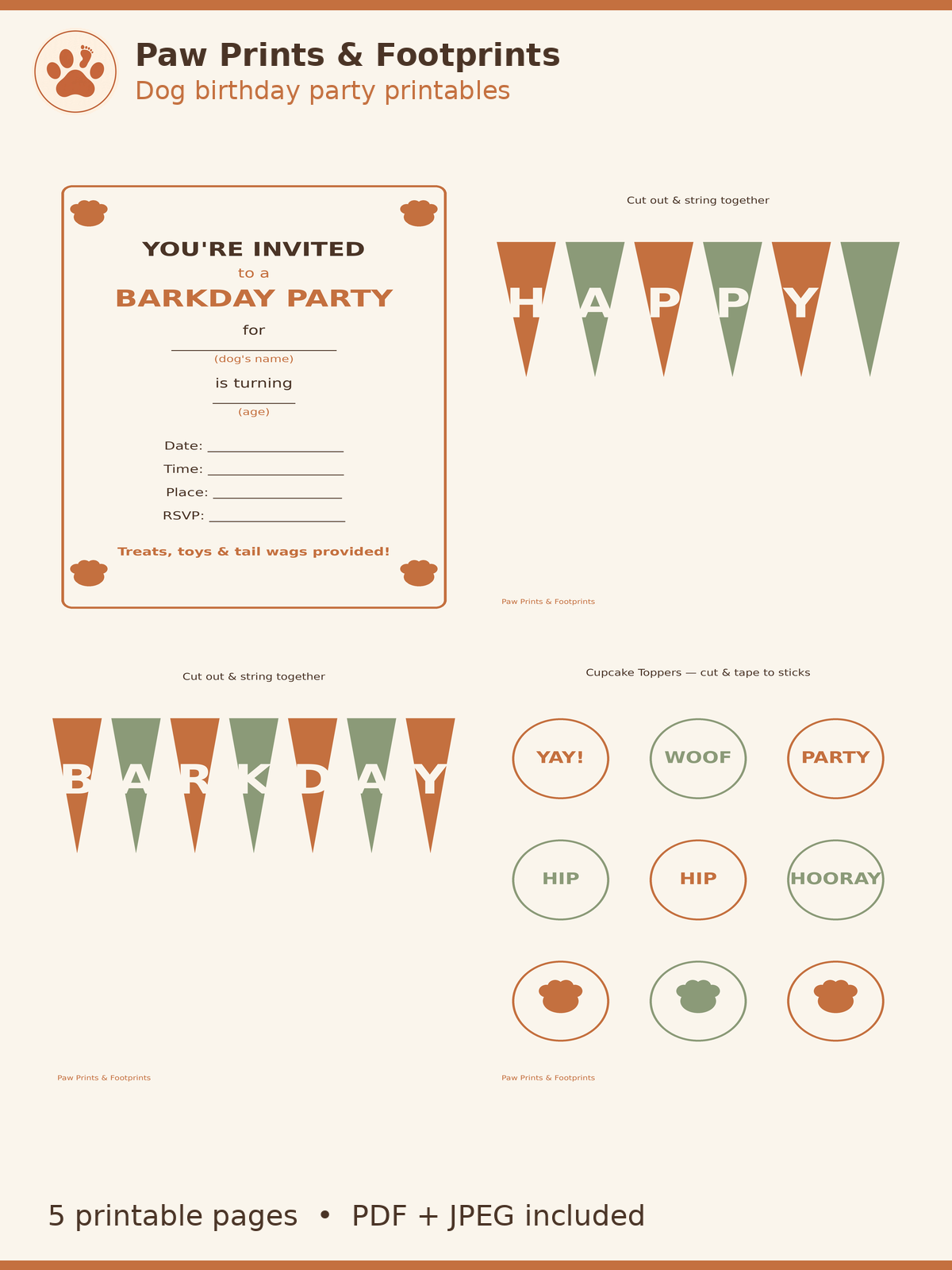 Dog Birthday Party Ideas: Printable Barkday Decorations in 10 Minutes