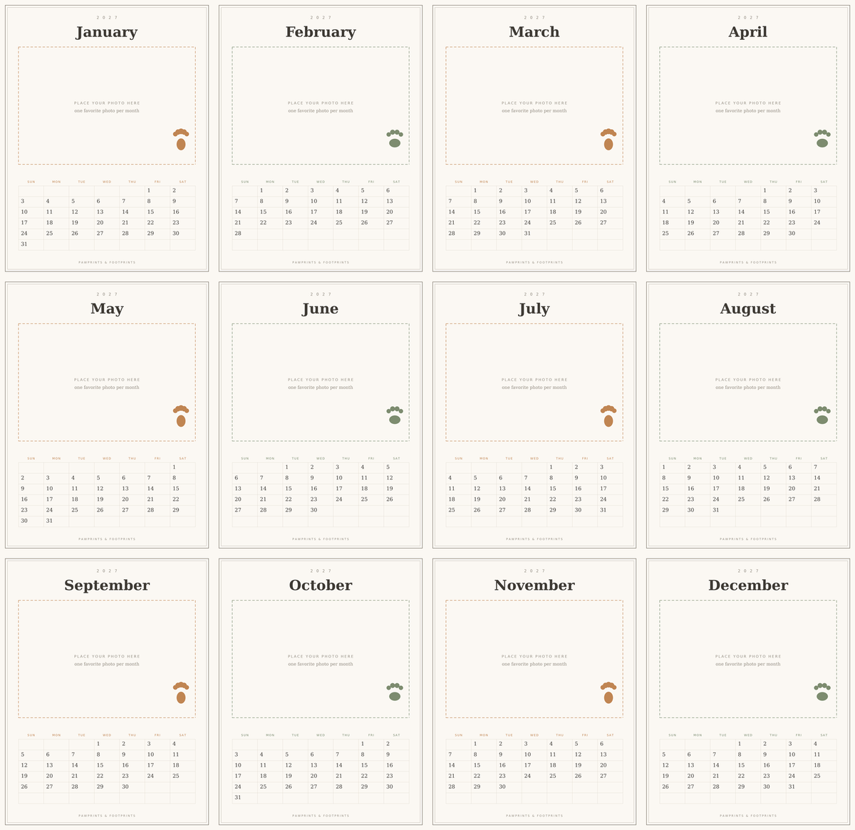 2027 Photo Calendar — Customizable Baby & Pet Keepsake