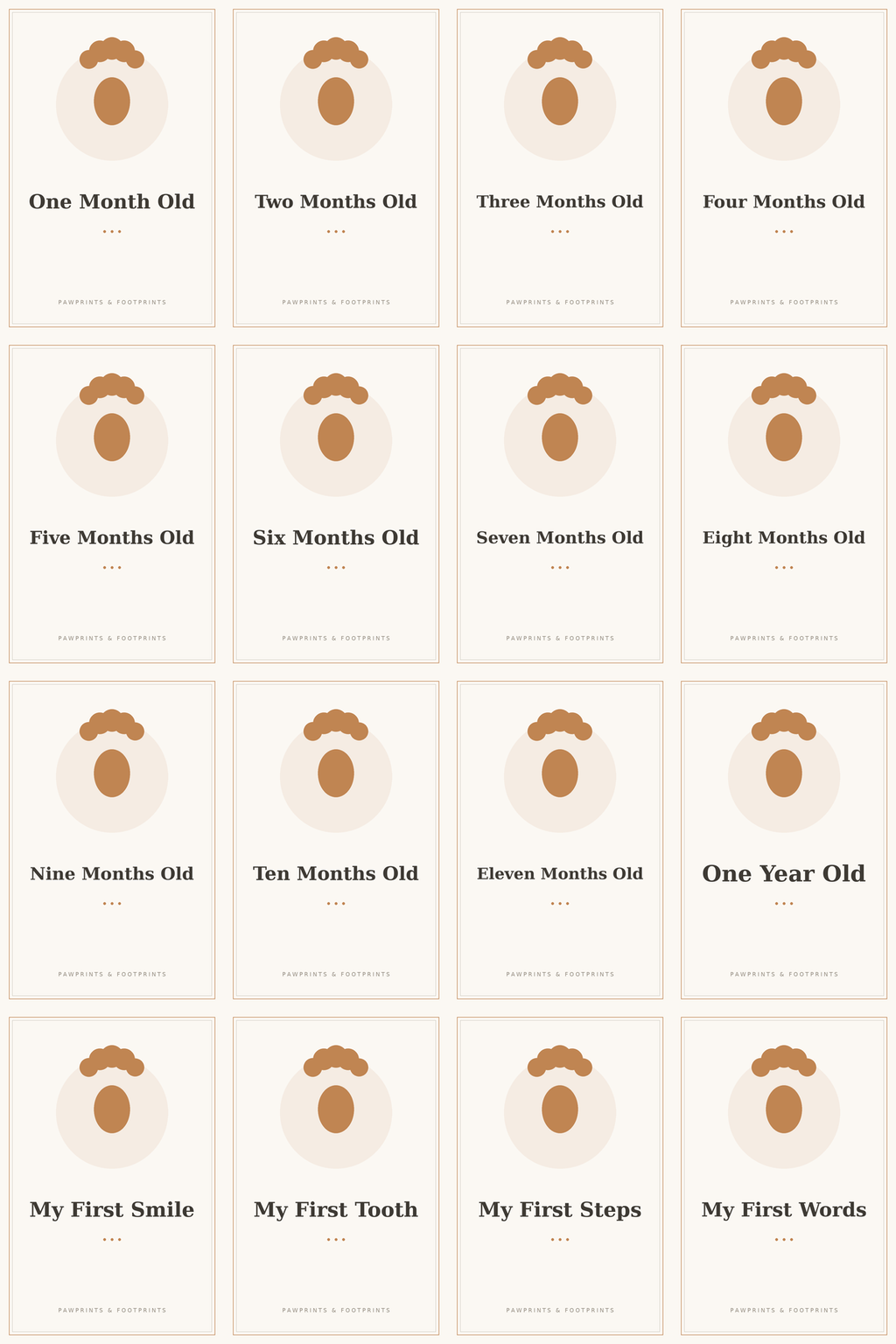 Baby & Pet Milestone Cards — 32 Printable Keepsake Cards