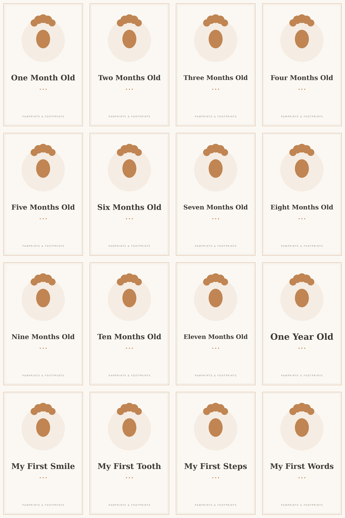 Baby & Pet Milestone Cards — 32 Printable Keepsake Cards