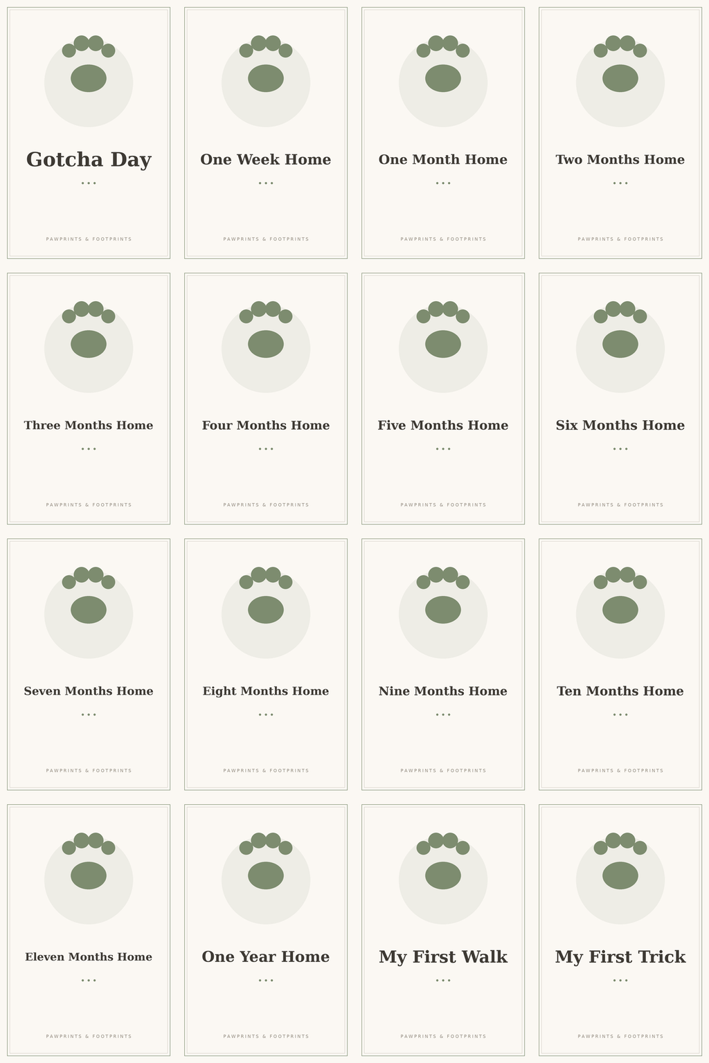 Baby & Pet Milestone Cards — 32 Printable Keepsake Cards