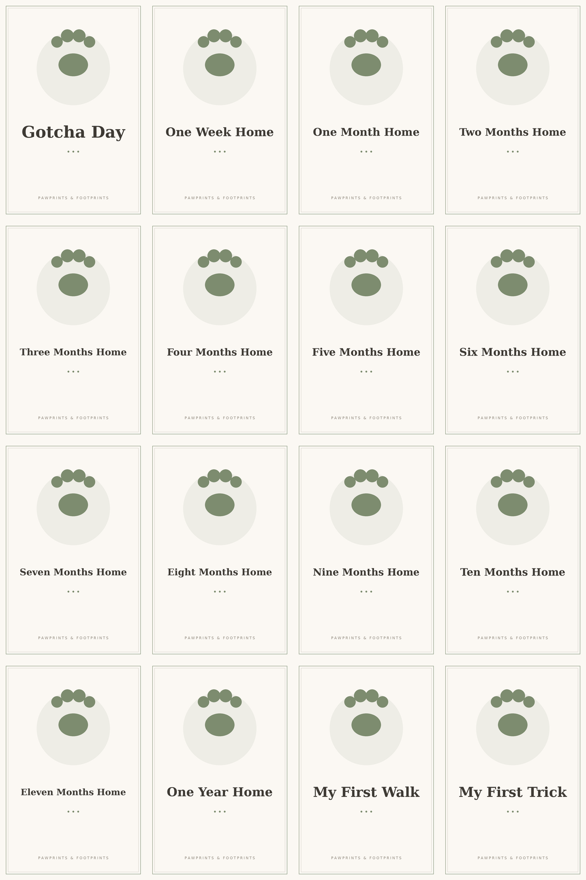Baby & Pet Milestone Cards — 32 Printable Keepsake Cards