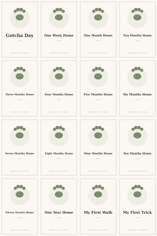 Baby & Pet Milestone Cards — 32 Printable Keepsake Cards